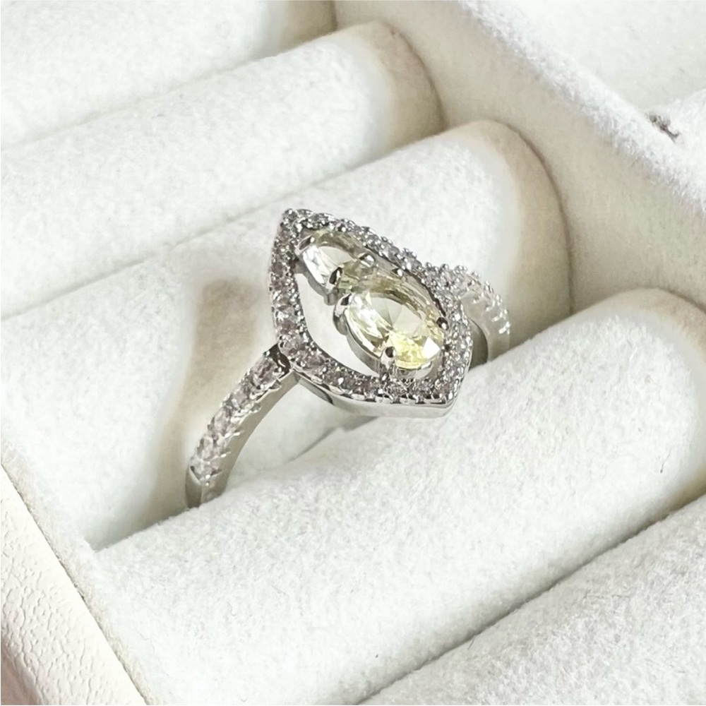 Rhodium Plated Citrine Ring